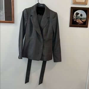 Classiques Entier Gray Tailored Blazer with Belt and Trousers.